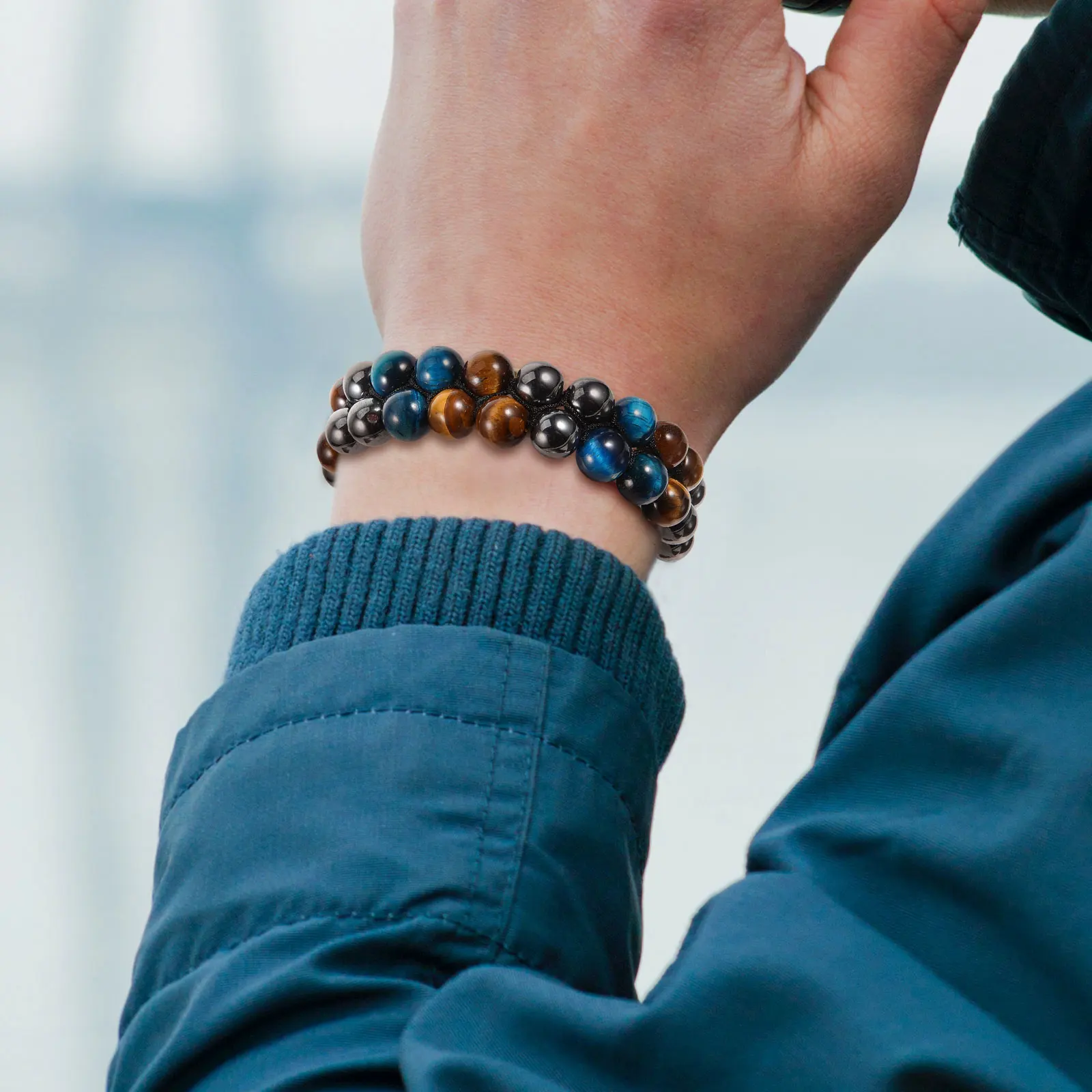 

Eye Stone Bracelet Beads Mens Beaded Bracelets Natural for Personality Man