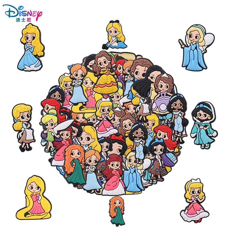 Disney Princess Alice Snow White 9-100PCS Shoes Charm princess MIX Set PVC Decorations DIY Detachable Waterproof For Party Gifts