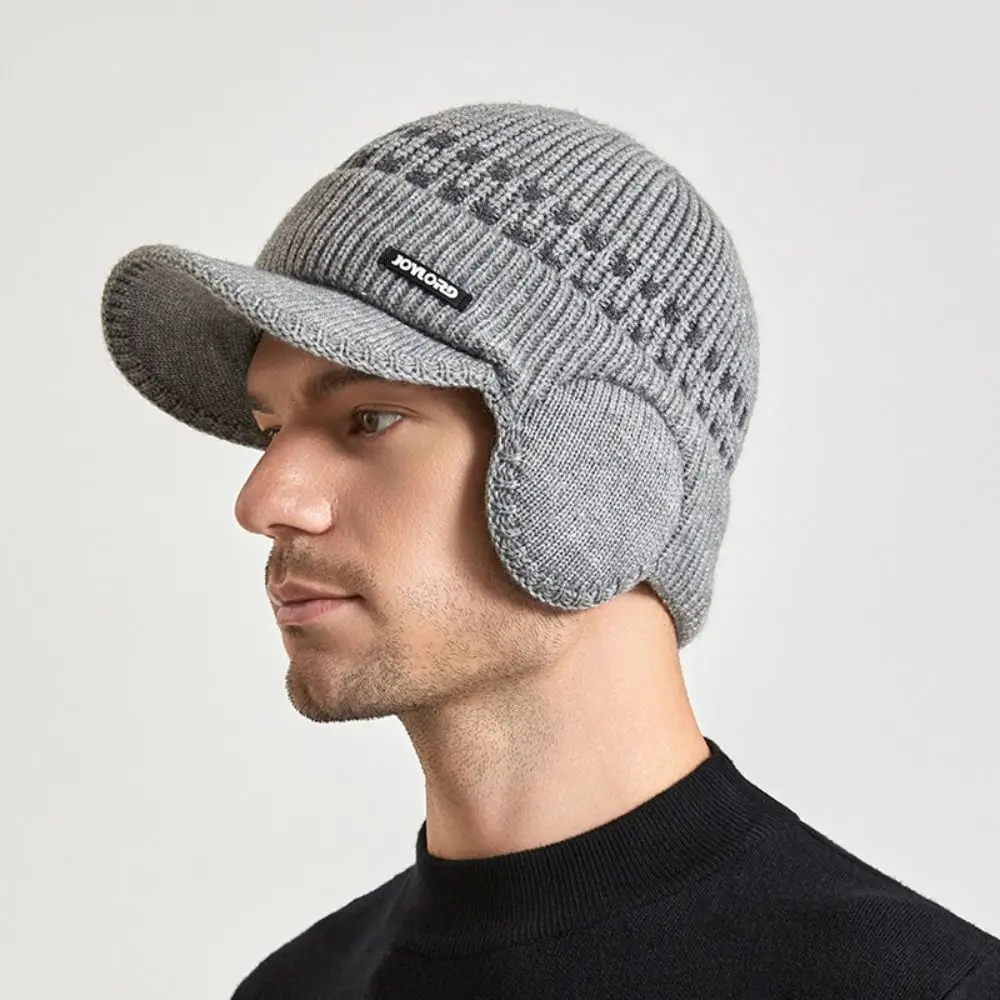 Soft Solid Color Ear Protection Wool Cap Earflap Coldproof Knitted Benines Windproof Warm Knitted Baseball Hat Outdoor