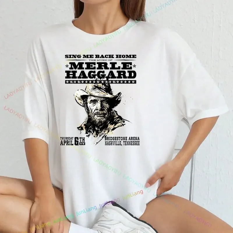 

Merle Haggard - Tribute T-shirt Summer Short sleeve clothes Men Graphic T-shirt Fashion casual Harajuku Y2K loose shirt