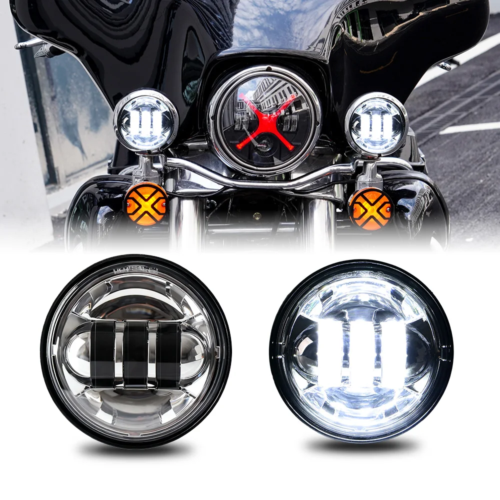 

4.5 Inch Straight LED Fog Lights with DRL, Motorcycle Auxiliary Lighting Bulbs, Specifically Designed for Electra Glide Touring