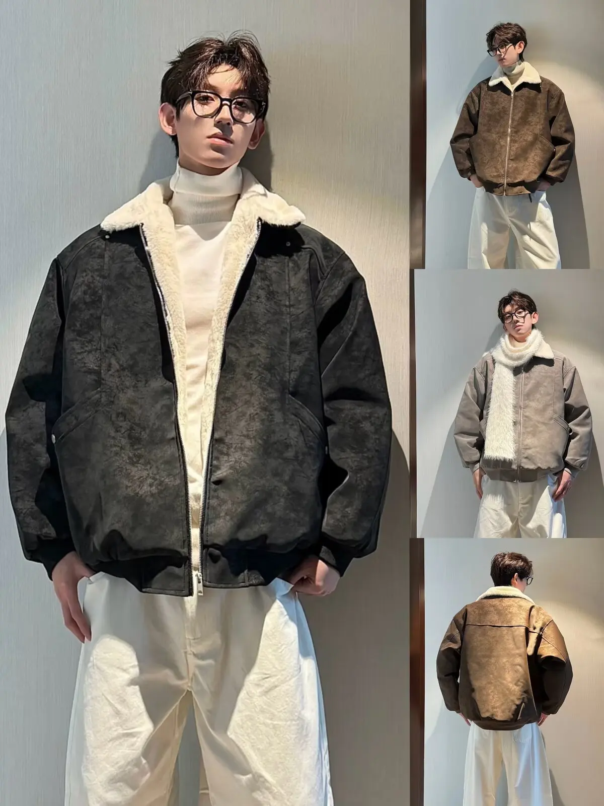 

American niche style lapel jacket top, men's tie dye trendy brand motorcycle jacket, handsome American retro PU leather jacket