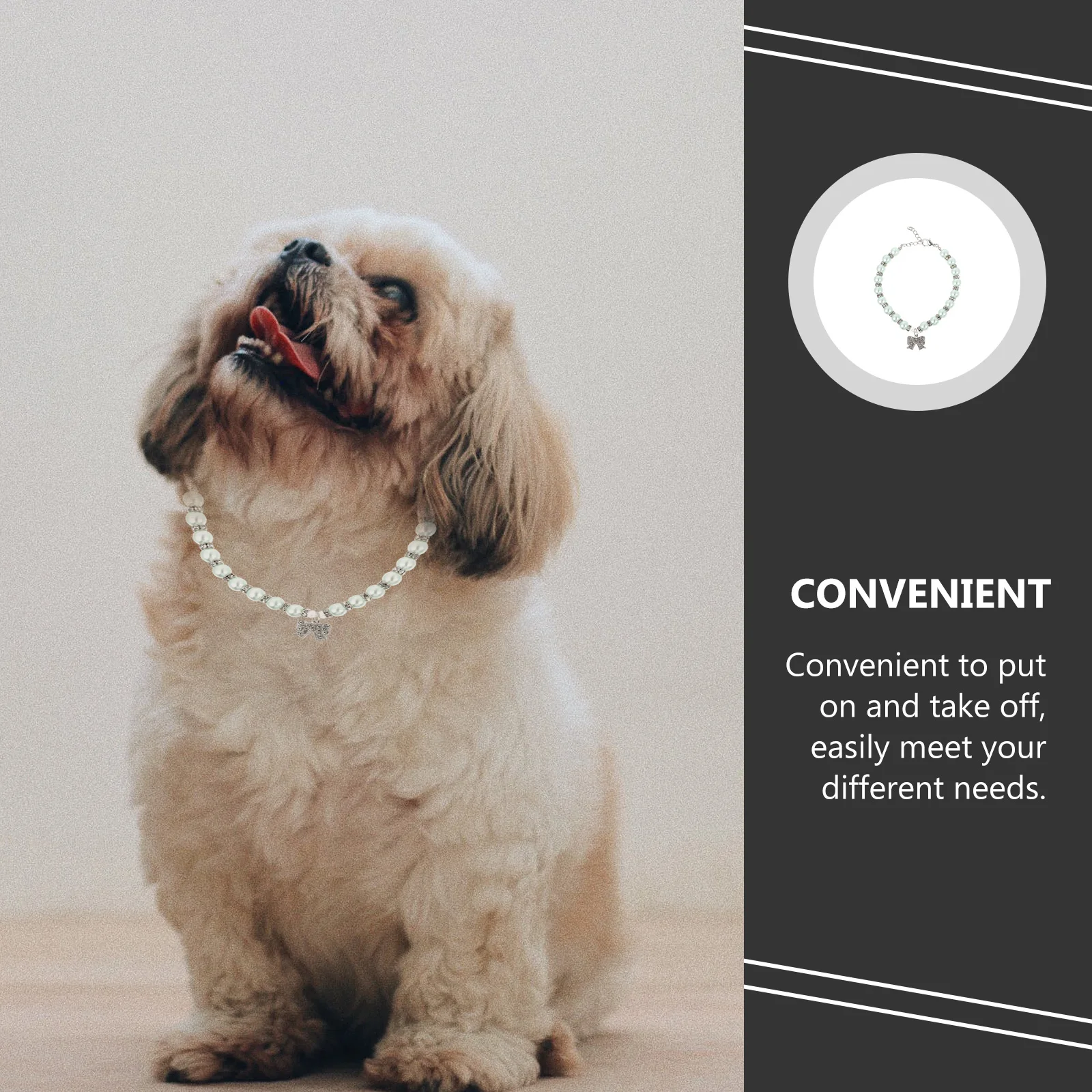 

Elegant Pet Pearl Necklace Cat Dog Imitation Jewelry Collar Puppy Rhinestone Necktie Shiny Charm Accessory For Wedding Party