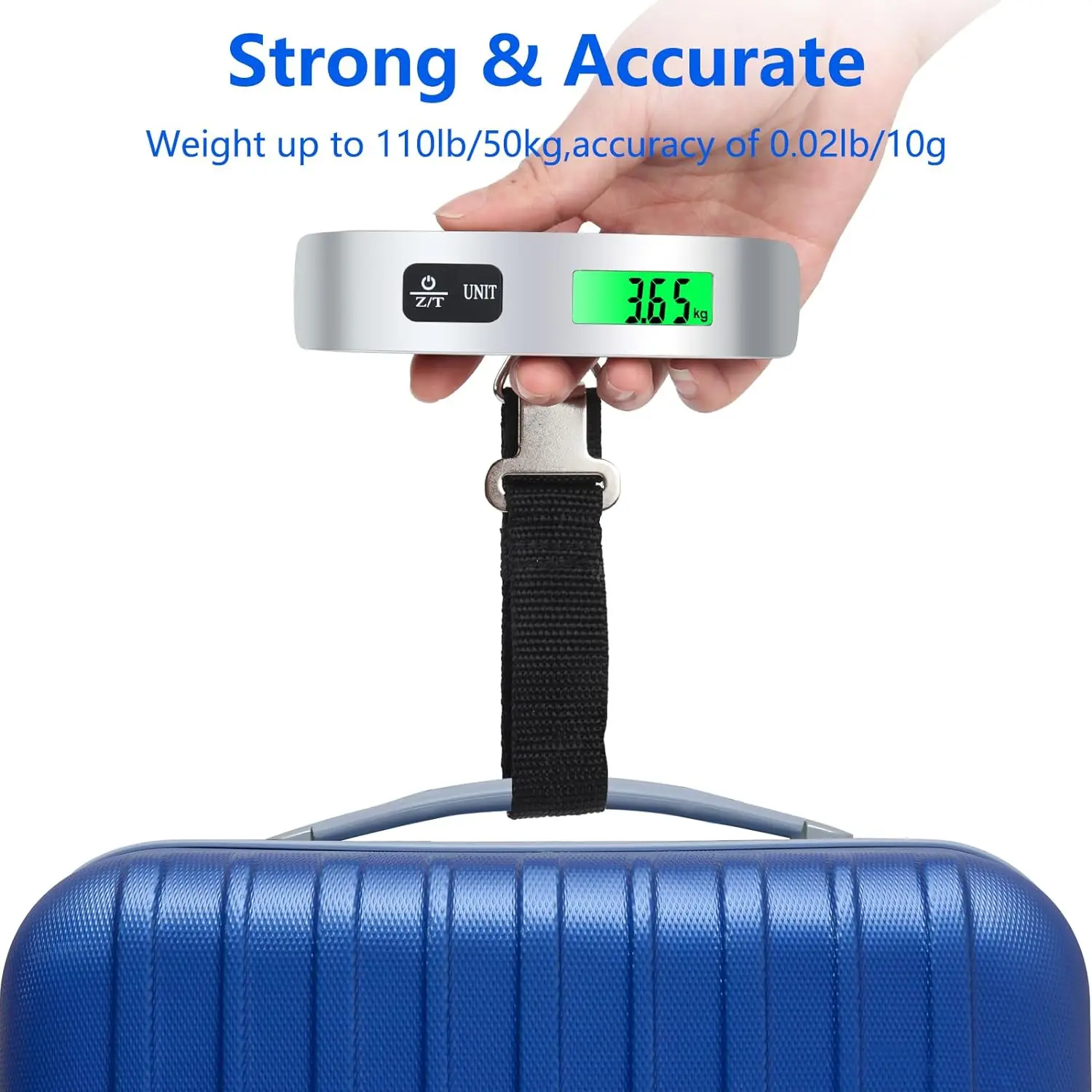 110lb/50kg Handheld Luggage Scale LCD Digital Electronic Suitcase Scale Handled Travel Bag Weighting Fish Hook Hanging Scale