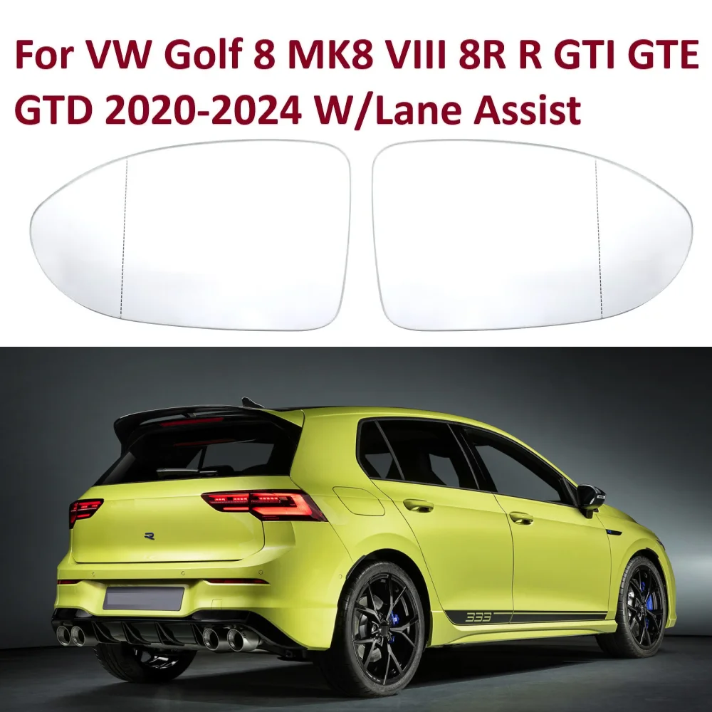 Für vw golf 8 mk8 viii 8r r gti gte gtd 2020-2024 w/lane assist links rechts beheiztes rückspiegel glas 5 h0857521 5 h0857522
