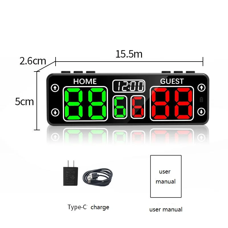 V30 Portable 10-digit Scoreboard Party Game Home Guest LED Electronic Scoreboard for Various Event Ball Match Score Keeper