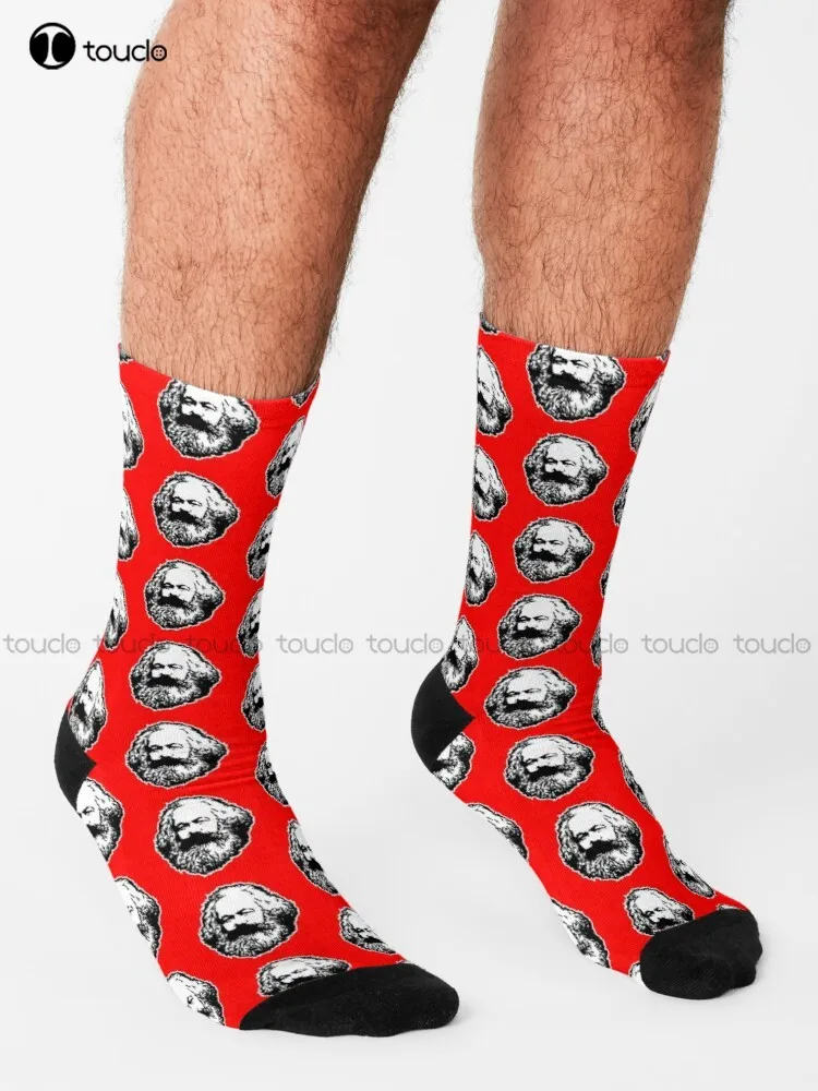 Karl Marx Communist Communism Politics Marx Karl Marx Engels Stalin Lenin Soviet Socks Mens Work Socks 360° Digital Print Retro