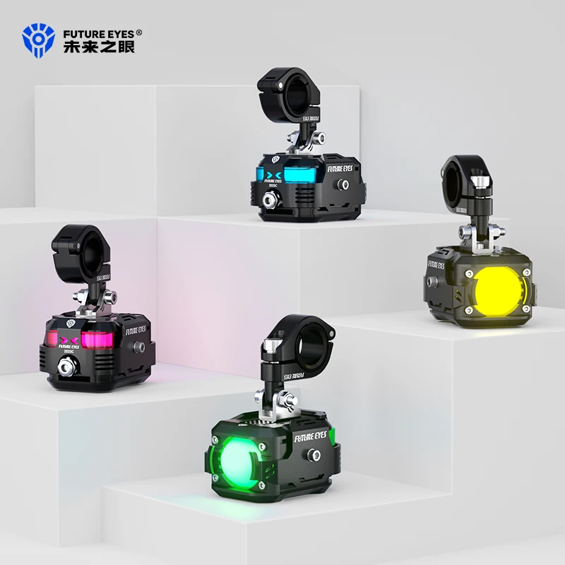 FUTURE EYES F150Pro Motorcycle Spotlights Auxiliary Lamps with DRL and Safety Warning Taillights Ultra Bright Lights Horn Flash