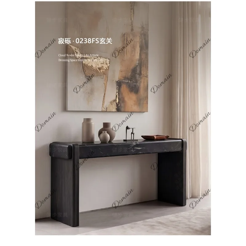 Modern Marble Entryway Console Table with Storage Minimalist Rectangle High-End Hallway Table