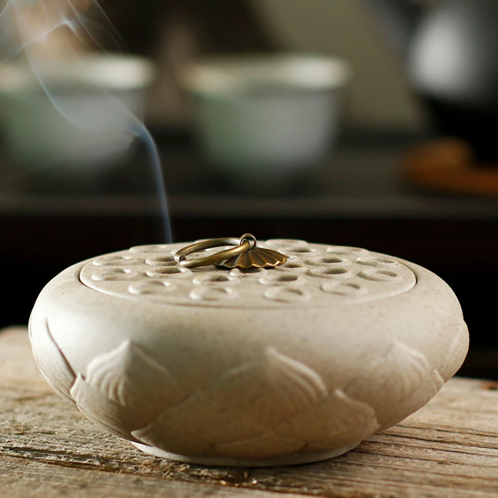 

Ceramic Incense Dish Lotus Shape Beautiful Art Decoration Suitable for Home Office Meditation Room Gift