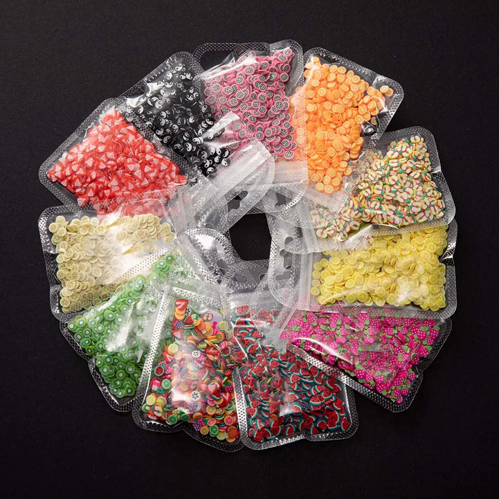 1000 sztuk glina polimerowa plasterki owoców Charms dla majsterkowiczów Kawaii żywica epoksydowa formy silikonowe biżuteria Nail Art Decor materiał akcesoria