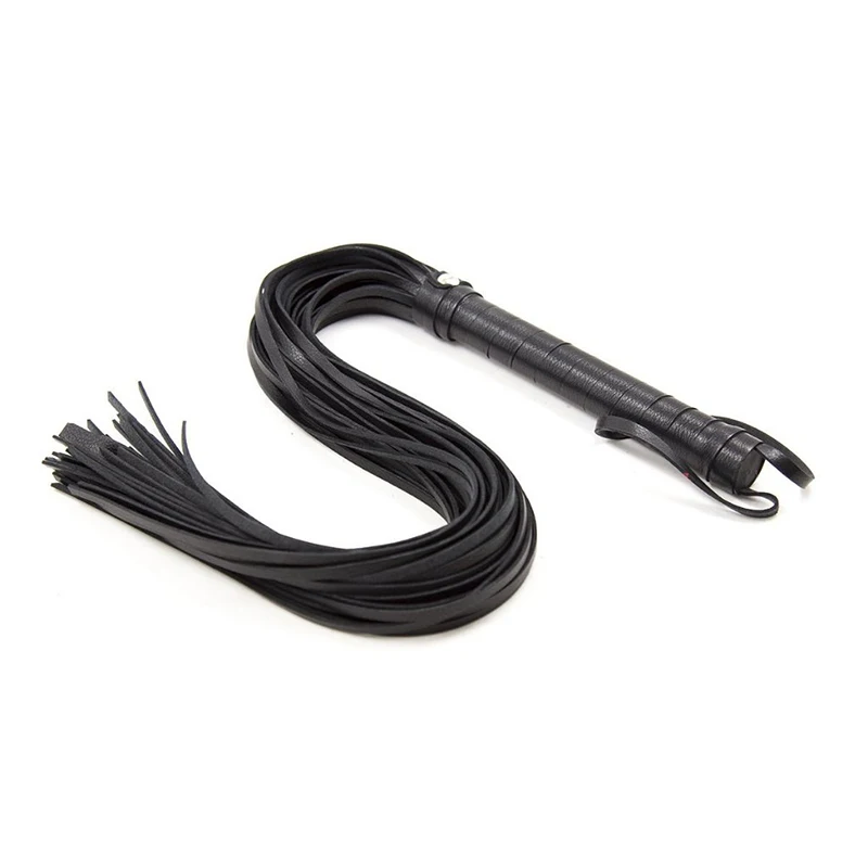 Hohe Qualität Pu Leder Zuhälter Peitsche Racing Reiten Ernte Party Flogger Handschellen Königin Schwarz Reiten Peitsche