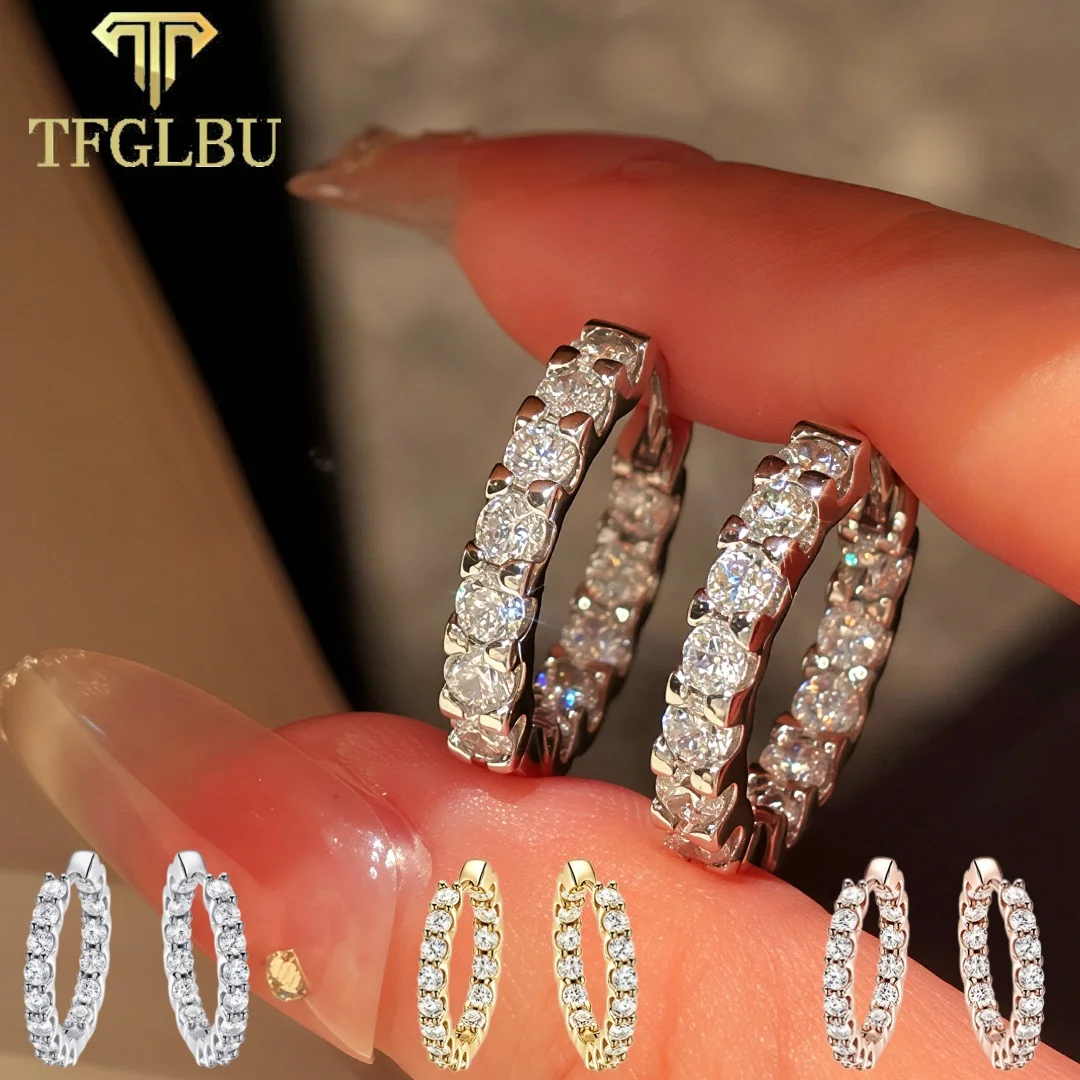 TFGLBU 0.1CT 26x3mm Full Moissanite Stud Earrings S925 Sterling Silver White/Yellow/Rose Gold Plated Fine Jewelry Gift for Women