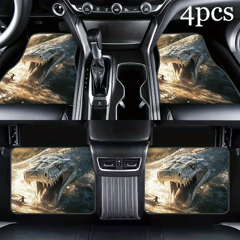 4pcs Halloween Theme Car Mats, Giant Snake Pattern Durable All-Weather Floor Liners For Cars SUV Sedans - Ideal Unisex Present W