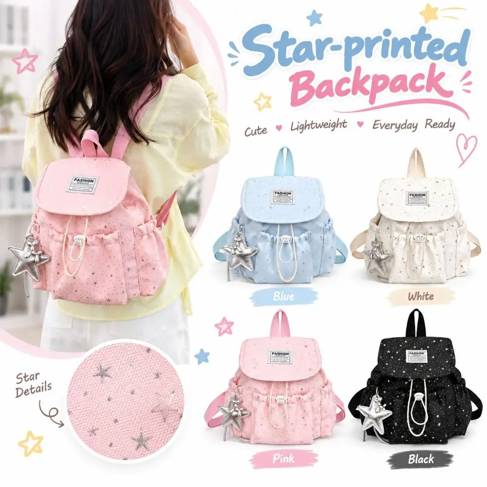 Gifts Star-printed Backpack Korean Style Mini Daypack Soft Touch Small Bag Daily Outings