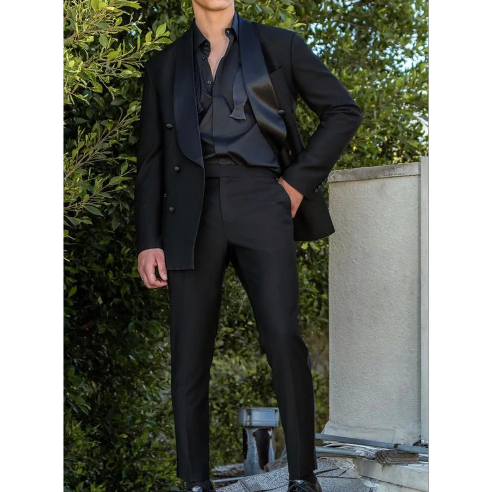 

Men Suit 2 Piece Set Shawl Lapel Single Breasted Slim Fit Comfortable Business Suits Elegant Formal Blazer and Pants Casual Wedd