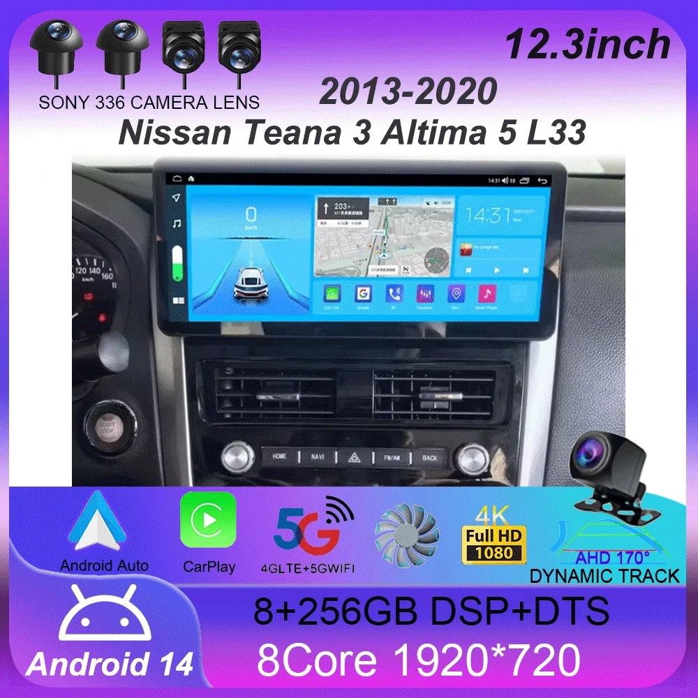 12.3 inch Android 14 For Nissan Teana 3 Altima 5 L33 2013-2020 Car Radio  WIFI Multimedia Video Player Navigation GPS