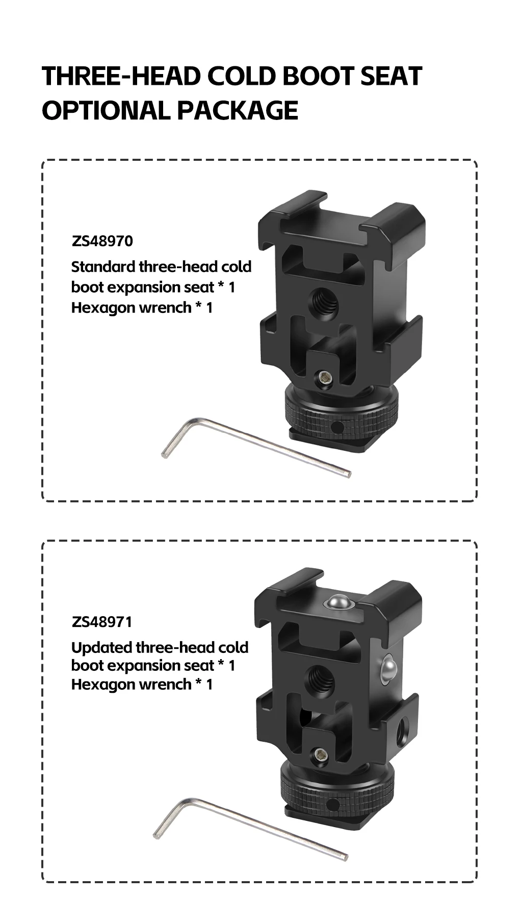 Triple Hot Cold Shoe Mount Adapter 1/4 Halter für Nikon Canon DJI MIC 2 SLR Stativ Mikrofon Licht Audio Recorder Ständer Halterung – Detail 10