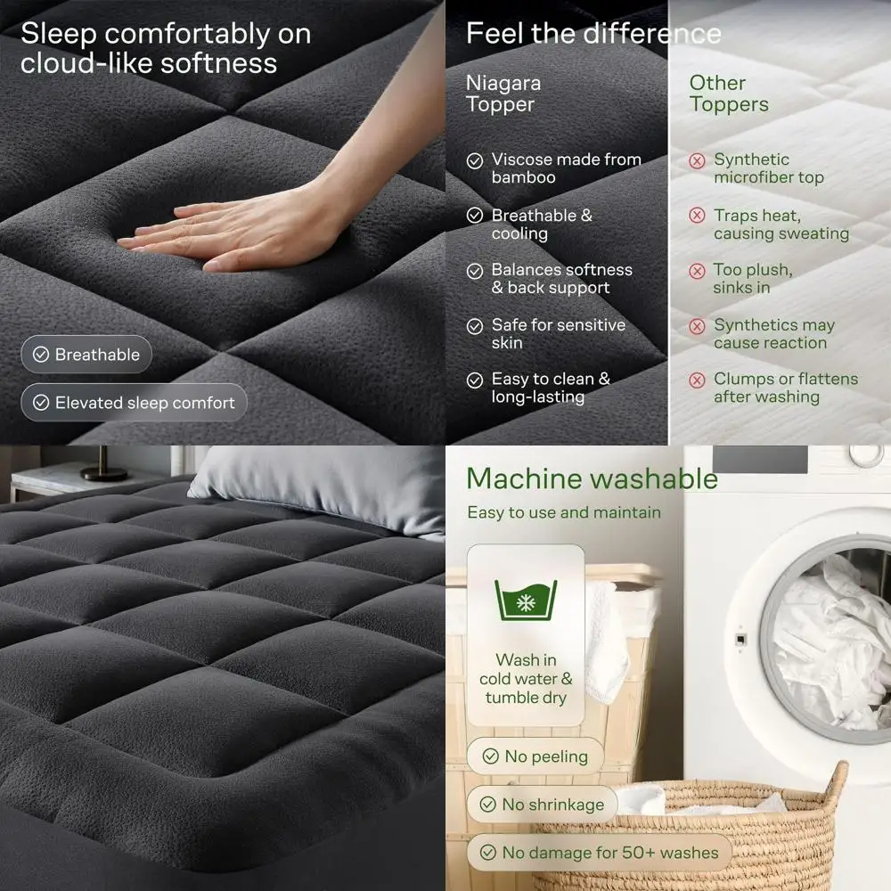 

Полноразмерный наматрасник из бамбуковой вискозы — подушка для облегчения боли в спине и комфорта охлаждения