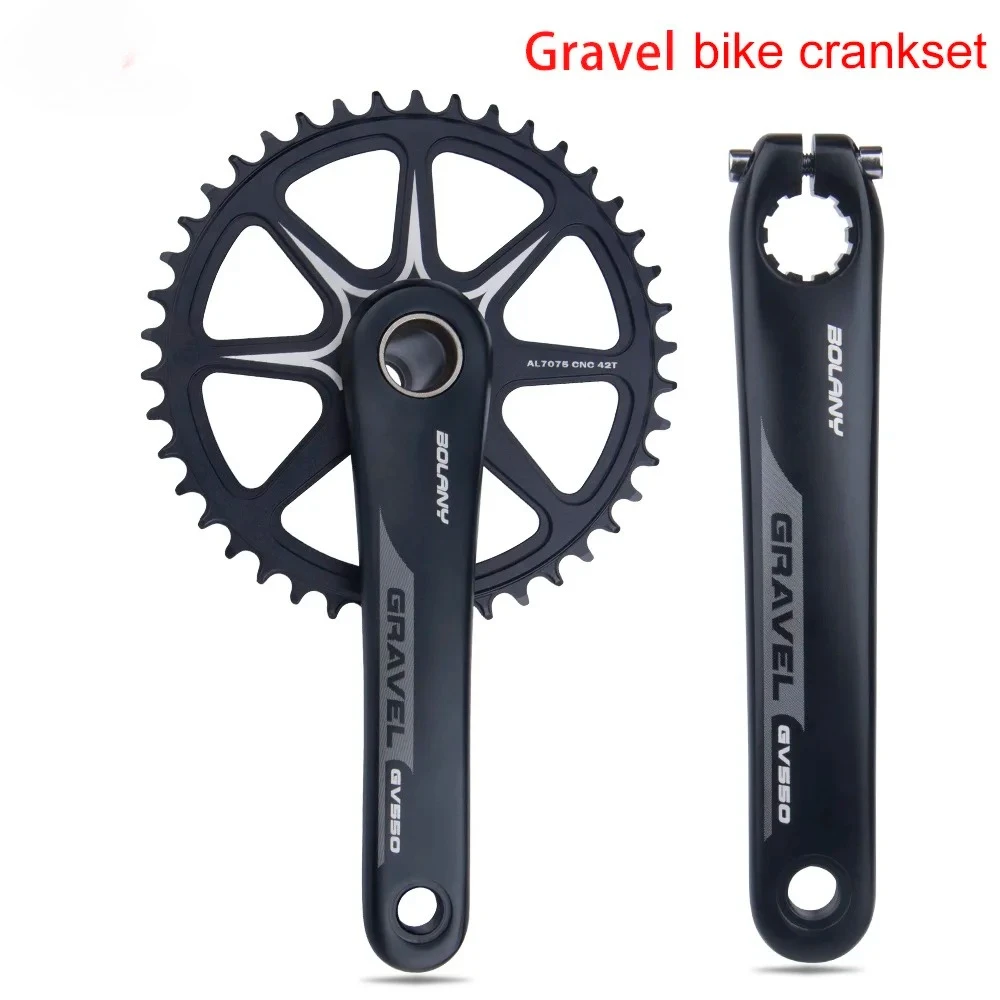 

BOLANY Gravel Bicycle Crankset 170mm Single Chainring 10/11 Speed CNC Wide and Narrow Sprocket 42T For Off-Road Crank Set