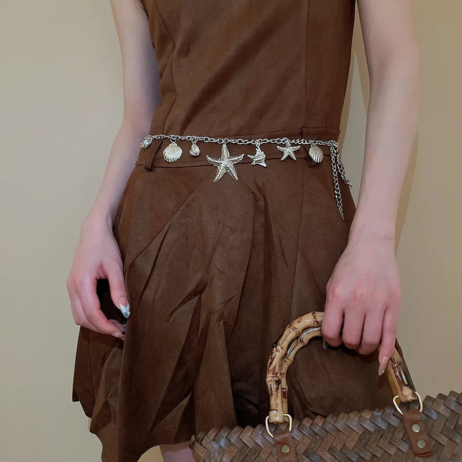 

Новый пляжный кулон, ювелирные изделия, поясная цепочка, модный европейский и американский стиль, украшение в виде ракушки, морской звезды, металлический легкий роскошный пояс