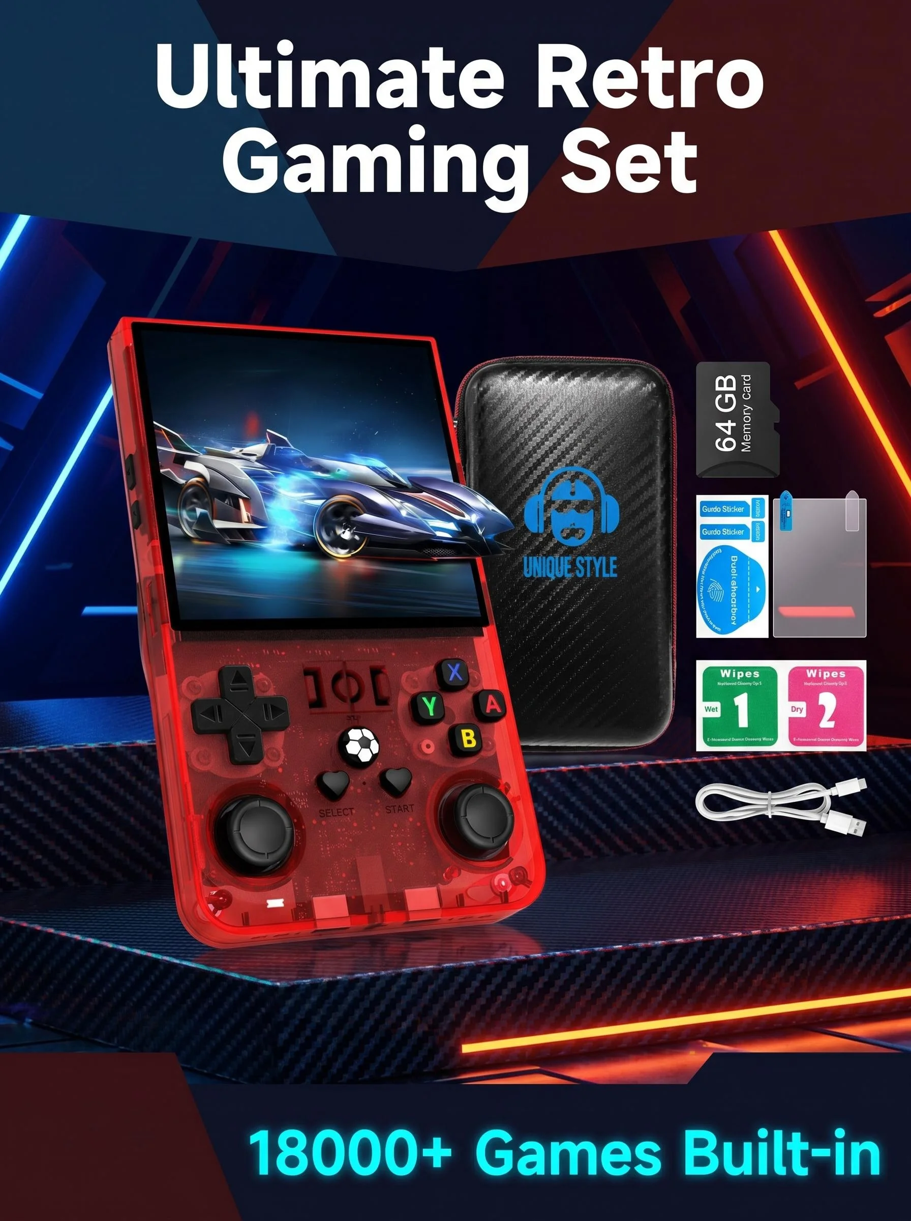 Retro Handheld Video Game Console with IPS Screen