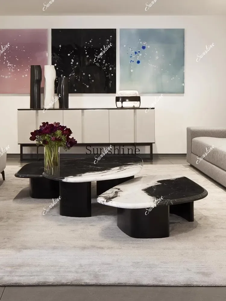 

Medieval style marble coffee table living room household high-end cream style minimalist side tableM