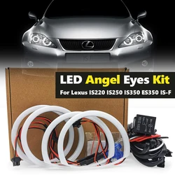4Pc LED Cotton Angel Eyes Kit White 6000k Halo Rings Headlight For Lexus IS220 IS250 IS350 ES350 IS-F Ultra Bright Day Light DRL