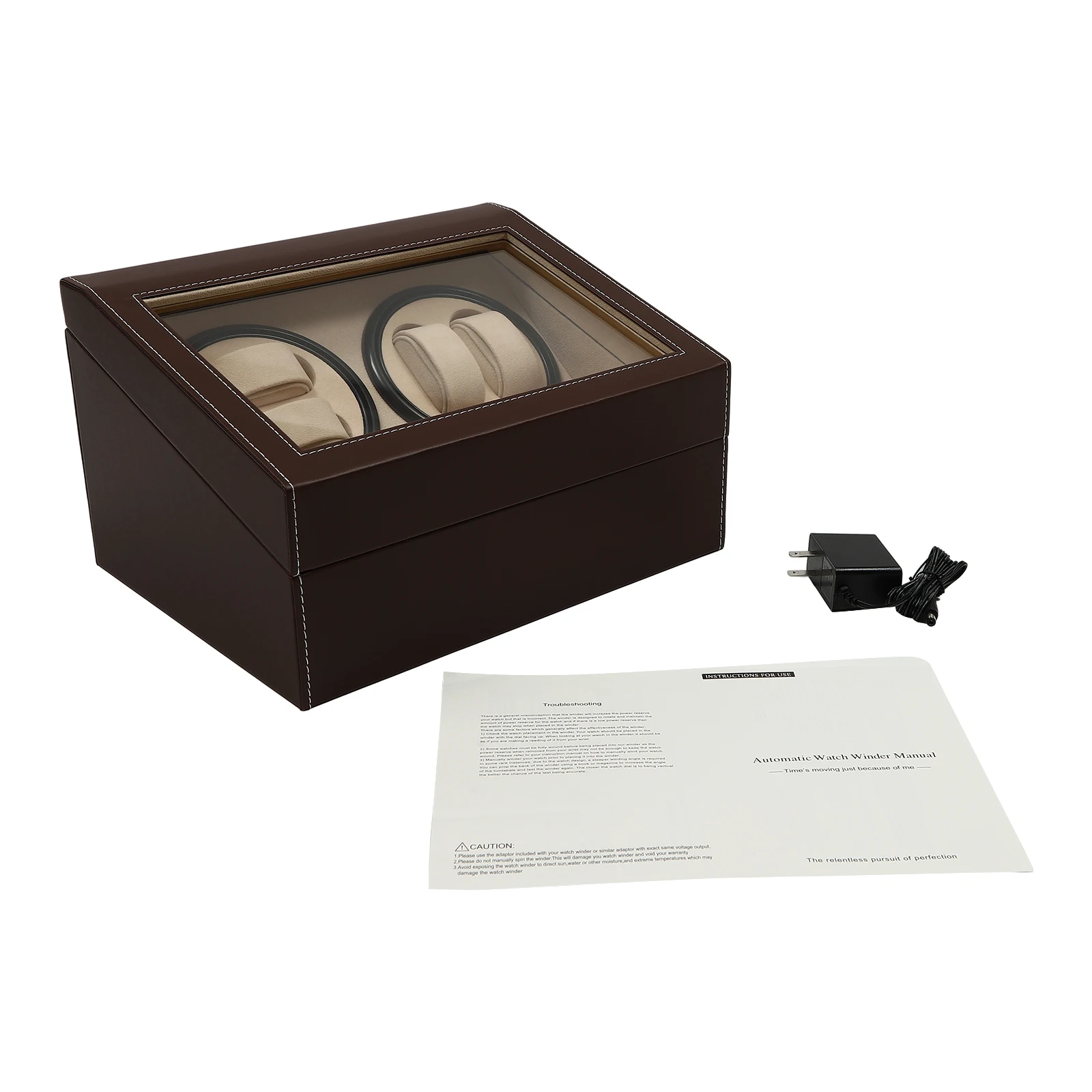 Automatic Watch Winder Box, Watch Display Storage Case 4+6 PU Leather w/ Individual Watch Pillow for Man/ Woman's Watches