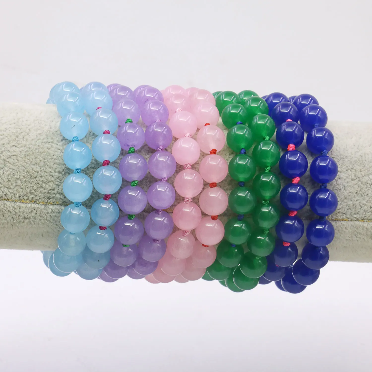 10mm Round Natural Multicolor Jade Bracelet Stone Beads Hand Wear Fashion Jewelry Making Design DIY Women Gifts Customizable