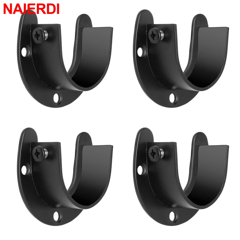 

NAIERDI 4/6/8PCS Closet Rod Brackets Heavy Duty Stainless Steel Closet Rod Support U-Shaped Silver Open Type Closet Rod Brackets