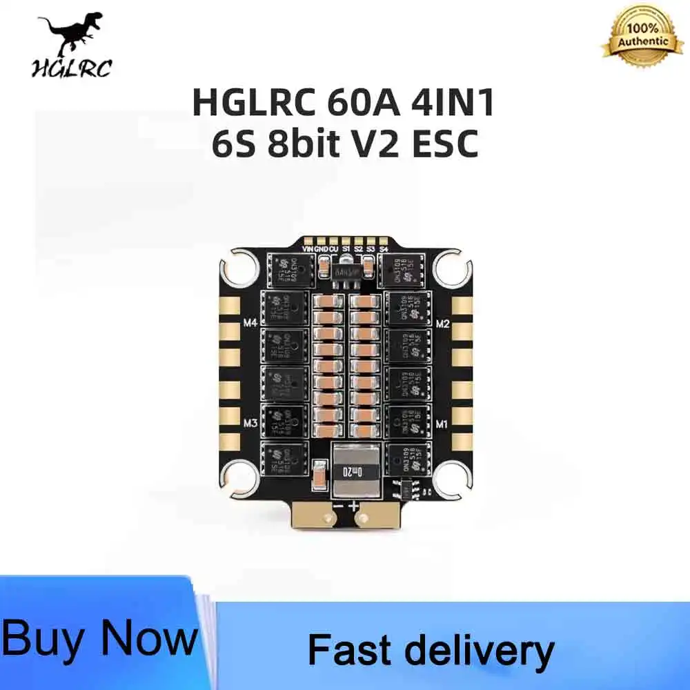 HGLRC 60A 4IN1 ESC 2-6S 8bit V2 Speed Controller BLHeli_S DShot600 for FPV Racing Drone Quadcopter DIY Parts Accessories