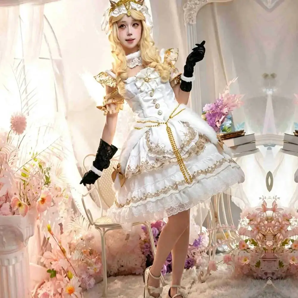 ゲームアイデンティティ-v-コスプレ少女の悪の源コスプレ衣装ゴールデンスキンロリータアニメドレスコスプレゲームファッション衣装