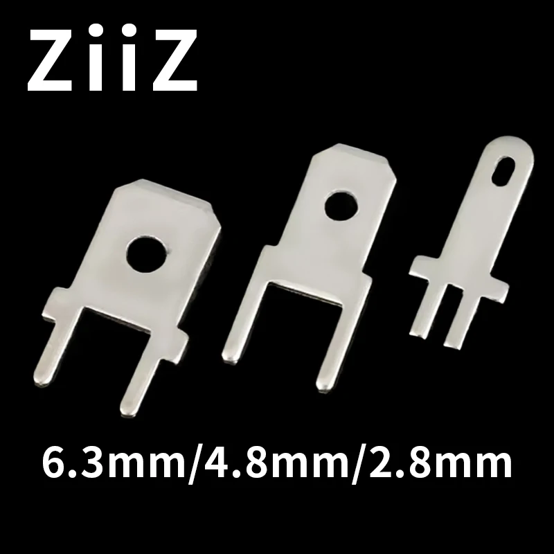

50/100/200pcs 2.8/4.8/6.3MM Inserts Plug male Terminal PCB Solder lug thickness 0.8 two legs PCB welding sheet ZiiZ