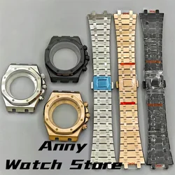 316L Steel 42mm Watch Case Fit Quartz VK63 VK64 Movement Watch Case Strap Sapphire Crystal Watch Repair Part