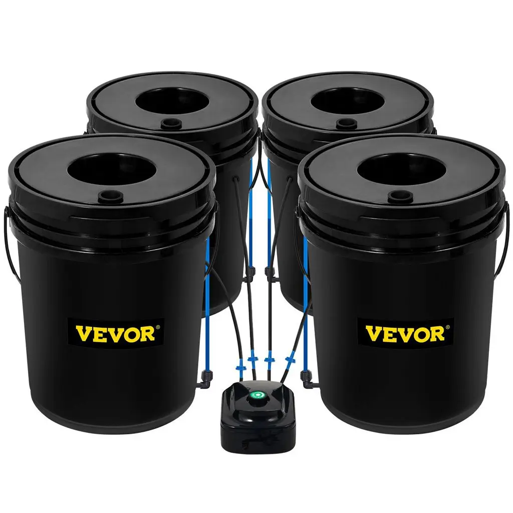 VEVOR DWC Hydroponic System, 5 Gallon 4 Buckets, Deep Water Culture Growing Bucket