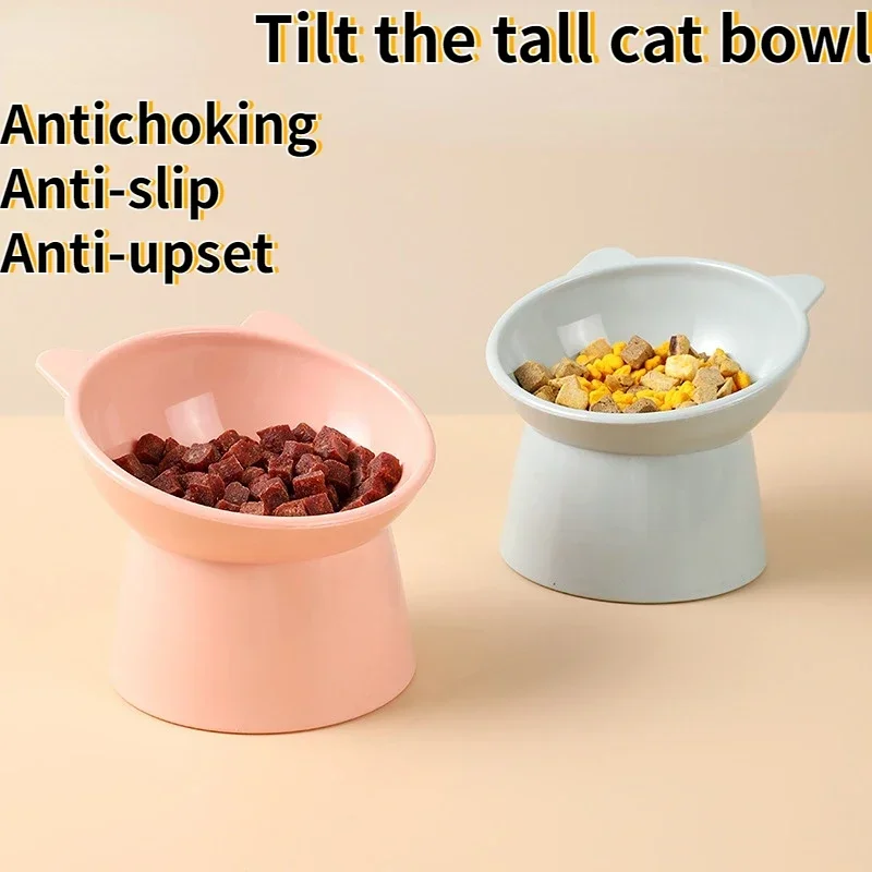 Cat Bowl High Foot Dog Bowl Neck Protector Cat Pet Food Water Bowl Anti-tip Binaural Pet Feeding Cat Accessorie Pet Dessert Bowl