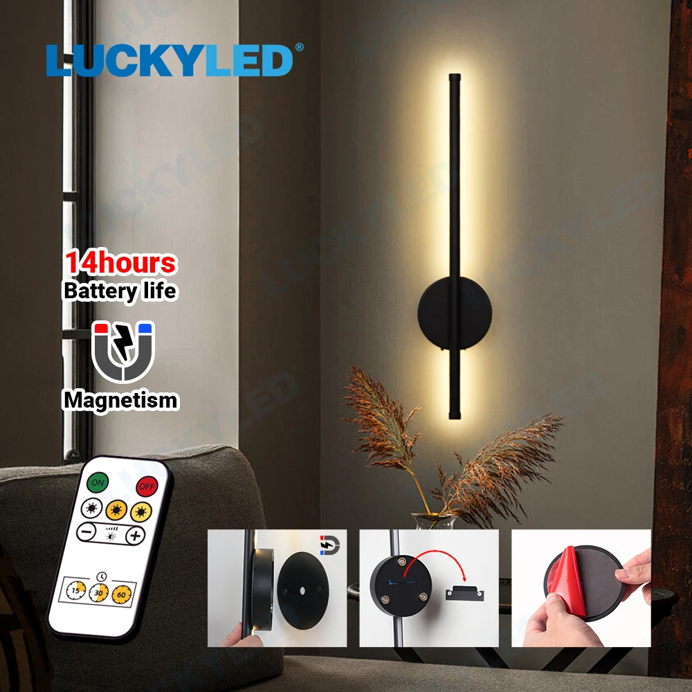 Kinkiet LED USB do ładowania 50cm 80cm wewnętrzny kinkiet bezprzewodowy z lampka nocna do sypialni zdalnego sterowania