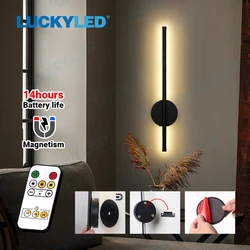 LED Wall Lamp USB Rechargeable 50cm 80cm Internal Wall Sconce Wireless with Remote Control Bedroom Bedside Lamp