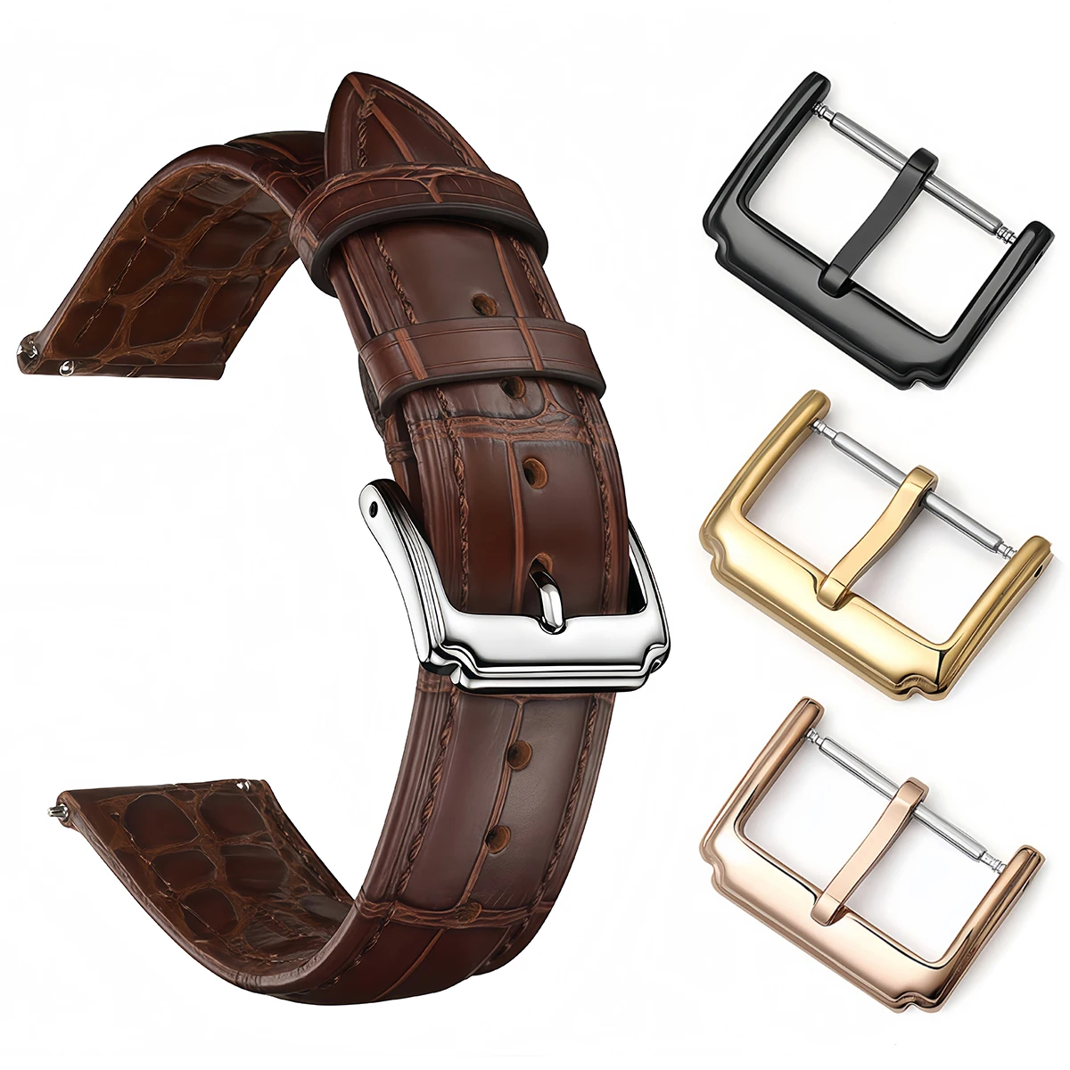 Uhrenverschluss Edelstahl Uhrenarmband Dornschließe Lederband Ersatzverschluss 10/12/14/16/18/20/22mm Uhrenzubehör – Detail 4