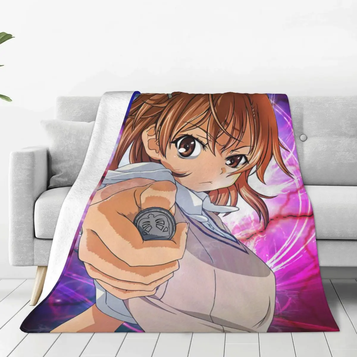 

Misaka Mikoto Anime Flannel Blankets Toaru Kagaku no Railgun Awesome Throw Blankets for Bed Sofa Couch 200x150cm