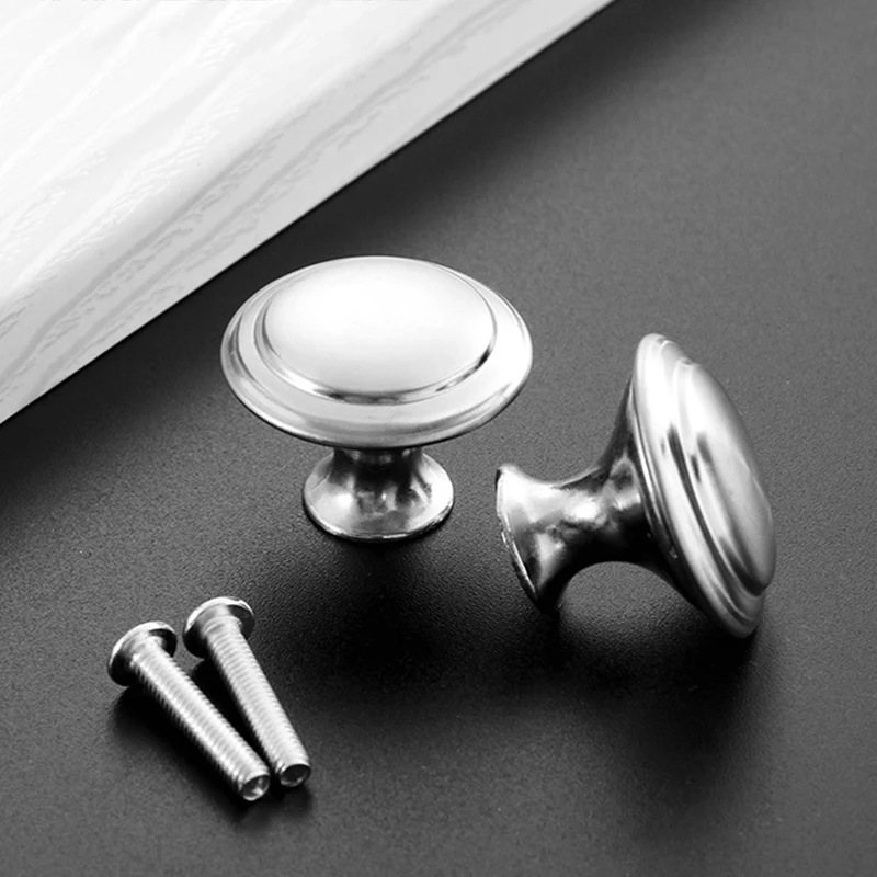 2Pcs Round Cabinet Knobs Stainless Steel Drawer Door Pull Kitchen Cupboard Door Decoration Handles Home Cabinet Knobs Hardware