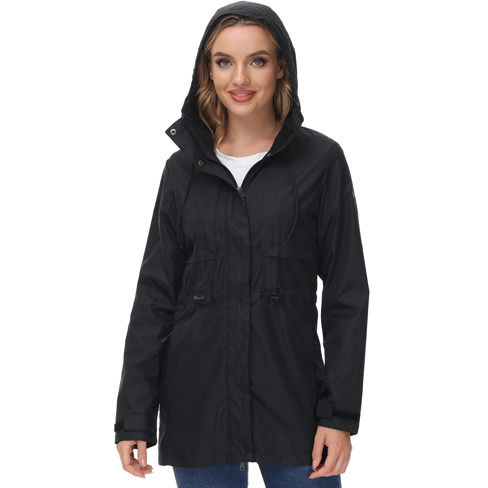 

Lightbare Women’s Lightweight Water Resistant Rain Coat Ripstop Packable Breathable Hooded Jacket Windbreaker LB02W