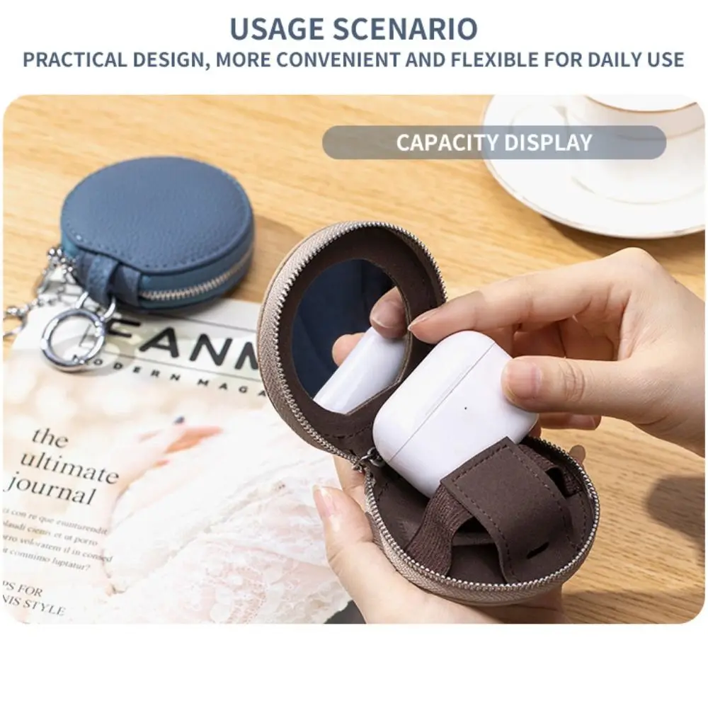 Mini schattige PU lederen portemonnee rits muntzak ronde portemonnee sleutelhanger kleine lippenstift opbergtas mini opbergtas