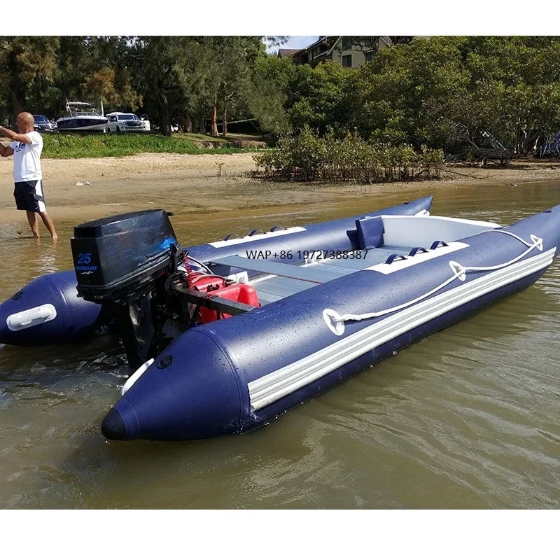 

Salable Folding Dinghy Inflatable Aluminium Floor Fishing Catamaran Boat with Outboard Motor