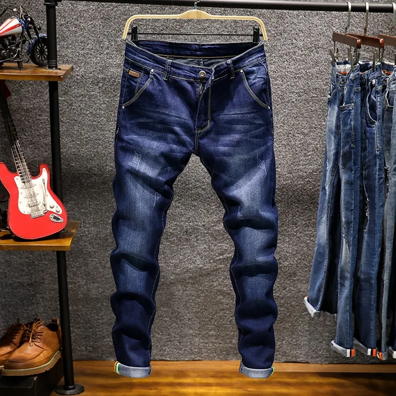 New Men's Casual Pants Thin Nine-point Pants Trendy Summer Small Feet Plus Fat Loose Jeans