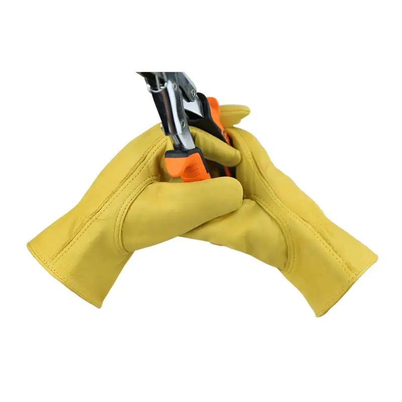 Gants de travail en cuir de vachette pour hommes et femmes, gants de conduite, moto, jardinage, sécurité, protection, cueillette de fruits