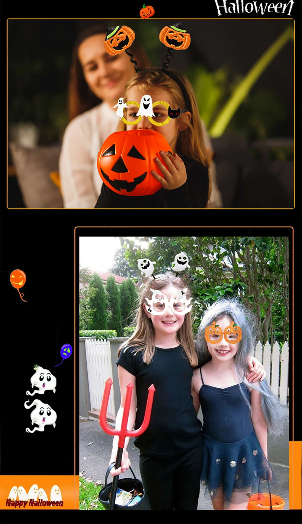 แว่นตาทรงหัวกะโหลก แว่นตาปาร์ตี้สุดเก๋ กรอบแว่นตาตกแต่ง แว่นตาฟักทอง สำหรับงานปาร์ตี้เด็ก ของตกแต่ง พร็อพถ่ายภาพ