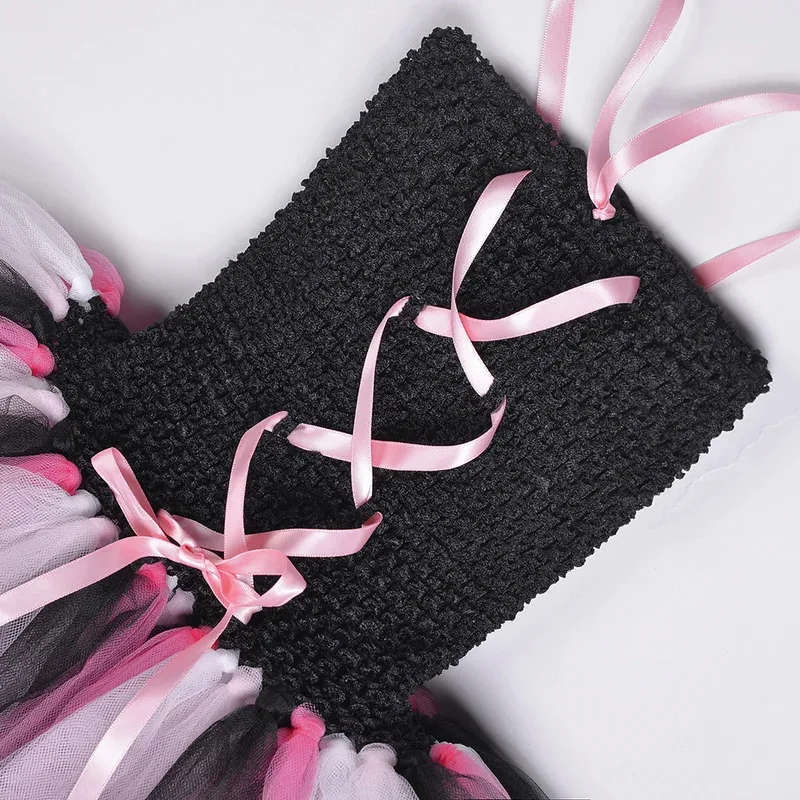 Pink Black Pirate Costumes for Girls Carnival Halloween Fancy Dress with Mask Headscarf Kids Disguised Tutu Outfit Child Clothes