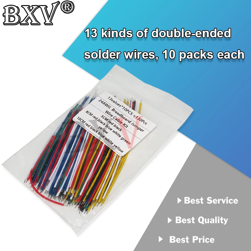 130PCS 6 Colors PVC Electronic Wire 5cm 8cm 10cm 24AWG Breadboard Jumper Wire Cable Kit BXV Tin-Plated PCB Solder Cable Flexible